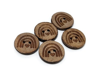 RAINBOW Buttons 20 mm • Coconut Shell • Handmade label buttons • round flatbacks • Suppliers For DIY • engraved buttons