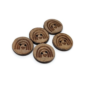 25 Wooden Buttons 20 Mm, Handmade With Love, Wooden Knobs With