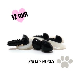 SAFETY NOSE 12 x 10 mm - amigurumi nose - sicherheitsnasen - Animal nose - Safety noses with Plastic Backs for Teddy Bear - Soft Toy Making