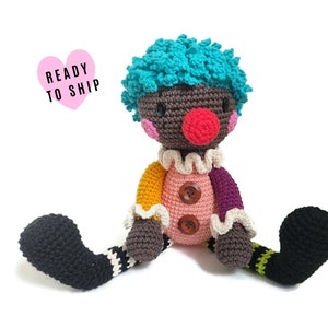 Handmade crochet clown doll • amigurumi clown • handmade doll • halloween • interior doll • Clown Toy • stuffed doll