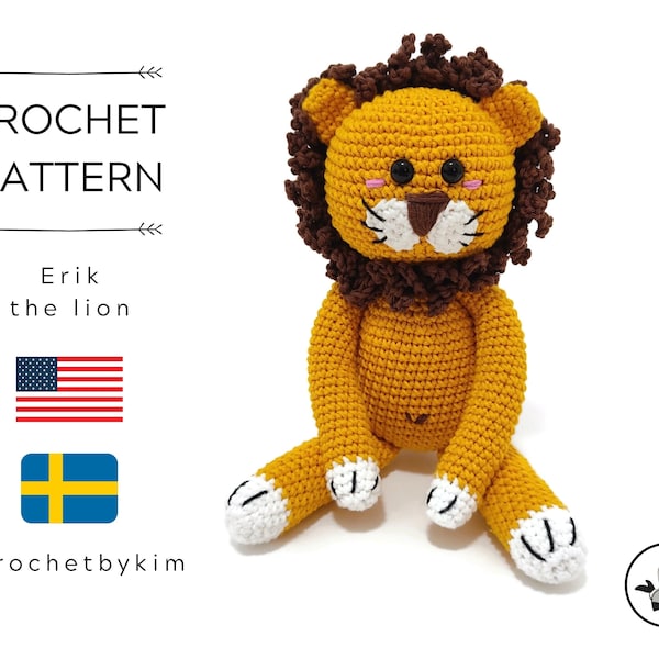 AMIGURUMI CROCHET PATTERN • Erik the lion • amigurumi lion • woodland • zoo • jungle animal • stuffed animal • knitted lion • pdf