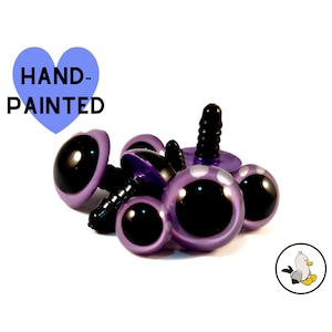 PURPLE Hand Painted Eyes 12 mm 15 mm 18 mm 20 mm • Safety eyes • Amigurumi Eyes • Toy Eyes • Plastic Eyes • Doll Eyes • Crochet Knit Sew •