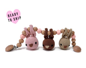 STROLLER CHAIN • Bunny • woodland animals • amigurumi • crochet pram garland • kinderwagenkette • wagenspanner • Ready To Ship