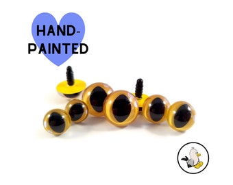 Gelbe, handgemalte Katzen-Sicherheitsaugen: Amigurumi-Puppenaugen (12-18 mm)