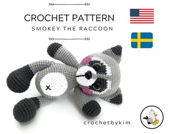 AMIGURUMI CROCHET PATTERN • Smokey the Raccoon • amigurumi pattern • Forest animal • Woodland Animal • crochet animal • stuffed toy • pdf