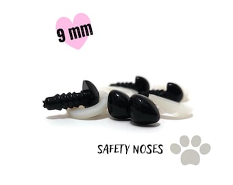 SAFETY NOSE 9 x 7 mm - amigurumi nose - sicherheitsnasen - Animal nose - Safety noses with Plastic Backs for Teddy Bear - Soft Toy Making