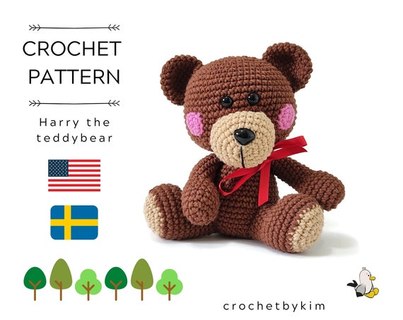 AMIGURUMI CROCHET PATTERN • Harry the teddy bear • classic bear • Plush Teddy Bear • stuffed animal • woodland • crochetbykim • pdf