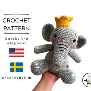 Crochet pattern snorky the elephant amigurumi pattern amigurumi elephant zoomigurumi crochet animal stuffed toy pdf image 1