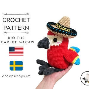 AMIGURUMI CROCHET PATTERN • Rio the Scarlet Macaw • amigurumi pattern • amigurumi bird • South America Parrot • crochet animal • pdf