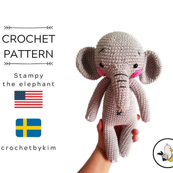 AMIGURUMI CROCHET PATTERN • Stampy the elephant • amigurumi pattern • Circus • Zoo • Stuffed animal • Easy pattern • pdf • Digital pattern