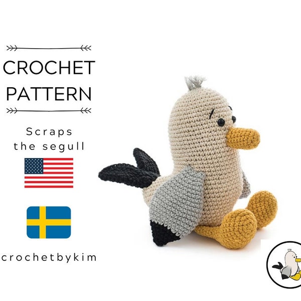 AMIGURUMI CROCHET PATTERN • scraps the seagull • amigurumi pattern • amigurumi bird • zoomigurumi • crochet animal • stuffed toy • pdf