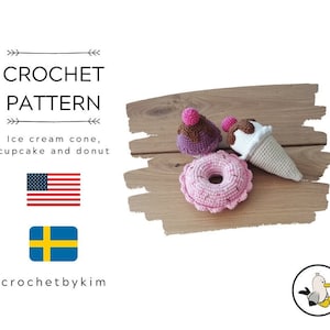 Häkelanleitung - Eistüte - Donut - Cupcake - Playfood - Amigurumi