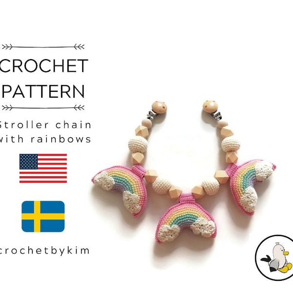 CROCHET PATTERN - stroller chain rainbows  - amigurumi rainbow pastell - mobile - pram chain - garland - kinderwagenkette - pdf