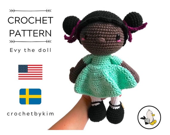 AMIGURUMI DOLL PATTERN • Evy the doll • crochet pattern • Instant Download • interior doll pattern • crochetbykim