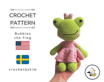 CROCHET PATTERN • Bubbles the frog  • Amigurumi Frog Pattern • Crochet Animal • Doll Toad • English US terms • Pdf Instant download