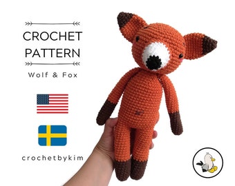 Crochet pattern -  Max the fox - Mark the wolf - amigurumi fox wolf - woodland animal - forest animal - stuffed handmade fox wolf - plush