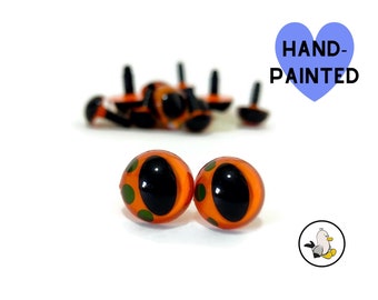 ORANGE Hand Painted Dragon Eyes 12 mm 15 mm 18 mm • Oval pupil • Safety eyes • Amigurumi Eyes • Toy Eyes • Cat Eyes  • Reptile Eyes