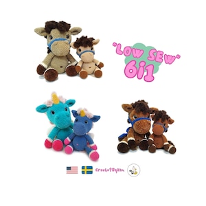 Horse & Unicorn Crochet Pattern: Amigurumi Plush Toy (PDF Pattern in English, Swedish, Danish)