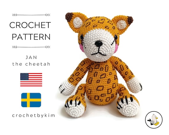 AMIGURUMI CROCHET PATTERN • Jan the cheetah • Safari Zoo Animal • Africa Animal • Handmade leopard • CrochetByKim • pdf pattern