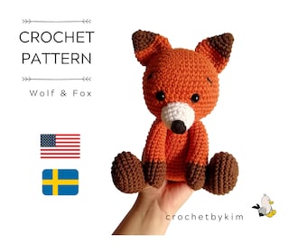 AMIGURUMI CROCHET PATTERN • wolf and fox • forest animal • woodland animal • stuffed animal • Instant Download • crochetbykim • pdf