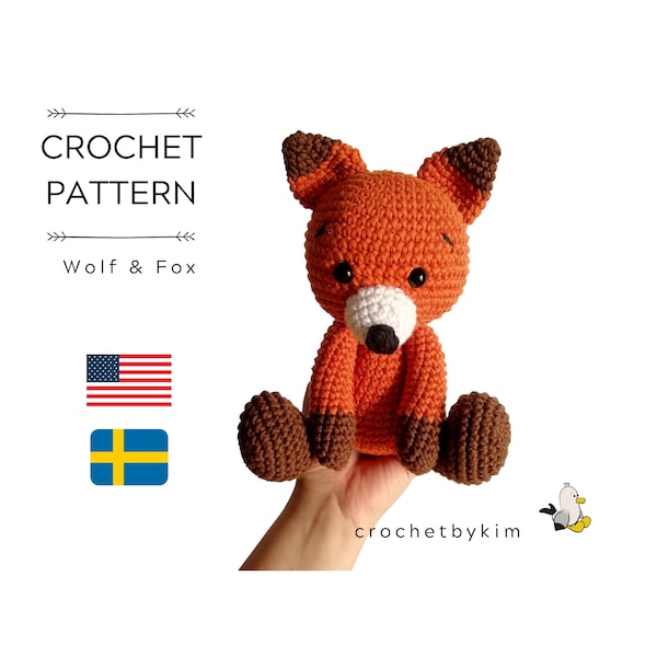 AMIGURUMI CROCHET PATTERN • wolf and fox • forest animal • woodland animal • stuffed animal • Instant Download • crochetbykim • pdf