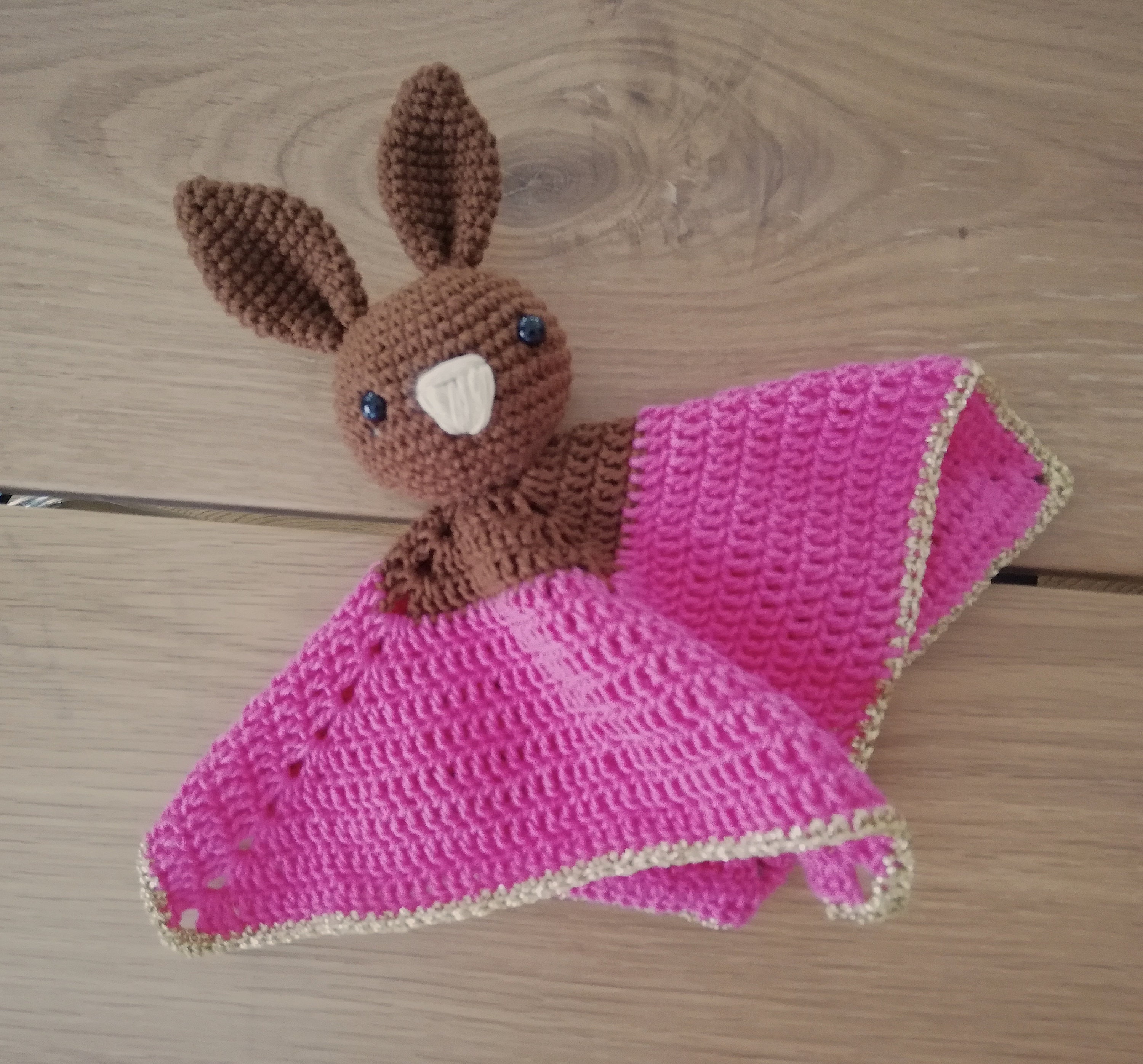 Crochet Security Blanket Bunny Rabbit Lovey Toddler Toy 311
