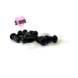 SAFETY EYES 5 mm - amigurumi eyes - dollmaking - doll parts - Safety Eyes with Plastic Backs for Teddy Bear - Animal Soft Toy Making