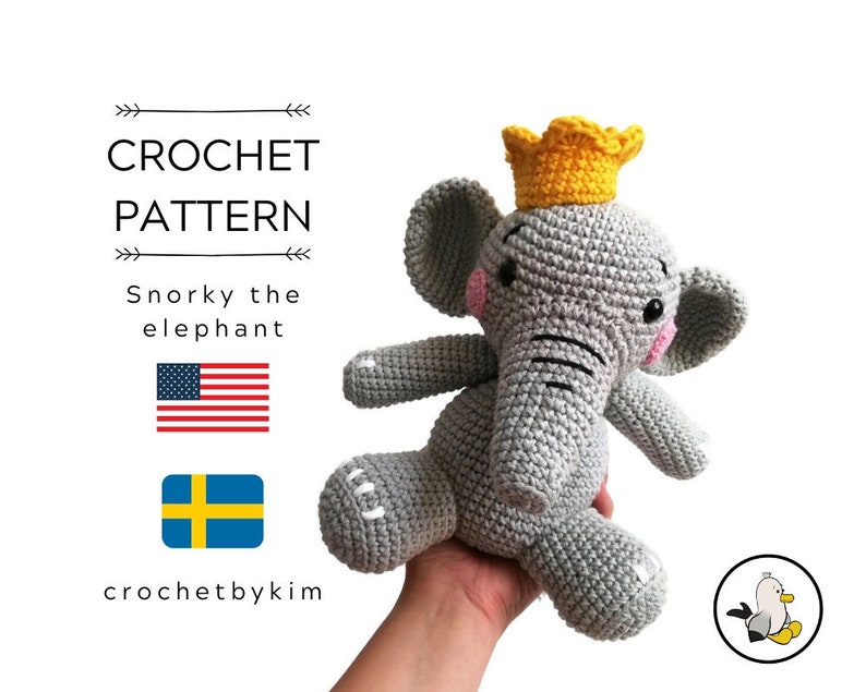 Crochet pattern snorky the elephant amigurumi pattern amigurumi elephant zoomigurumi crochet animal stuffed toy pdf image 1