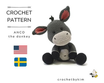 PATRÓN A CROCHET AMIGURUMI • Burro Anco • Patrón Amigurumi • Animal • Burro Crochet • Bosque • pdf