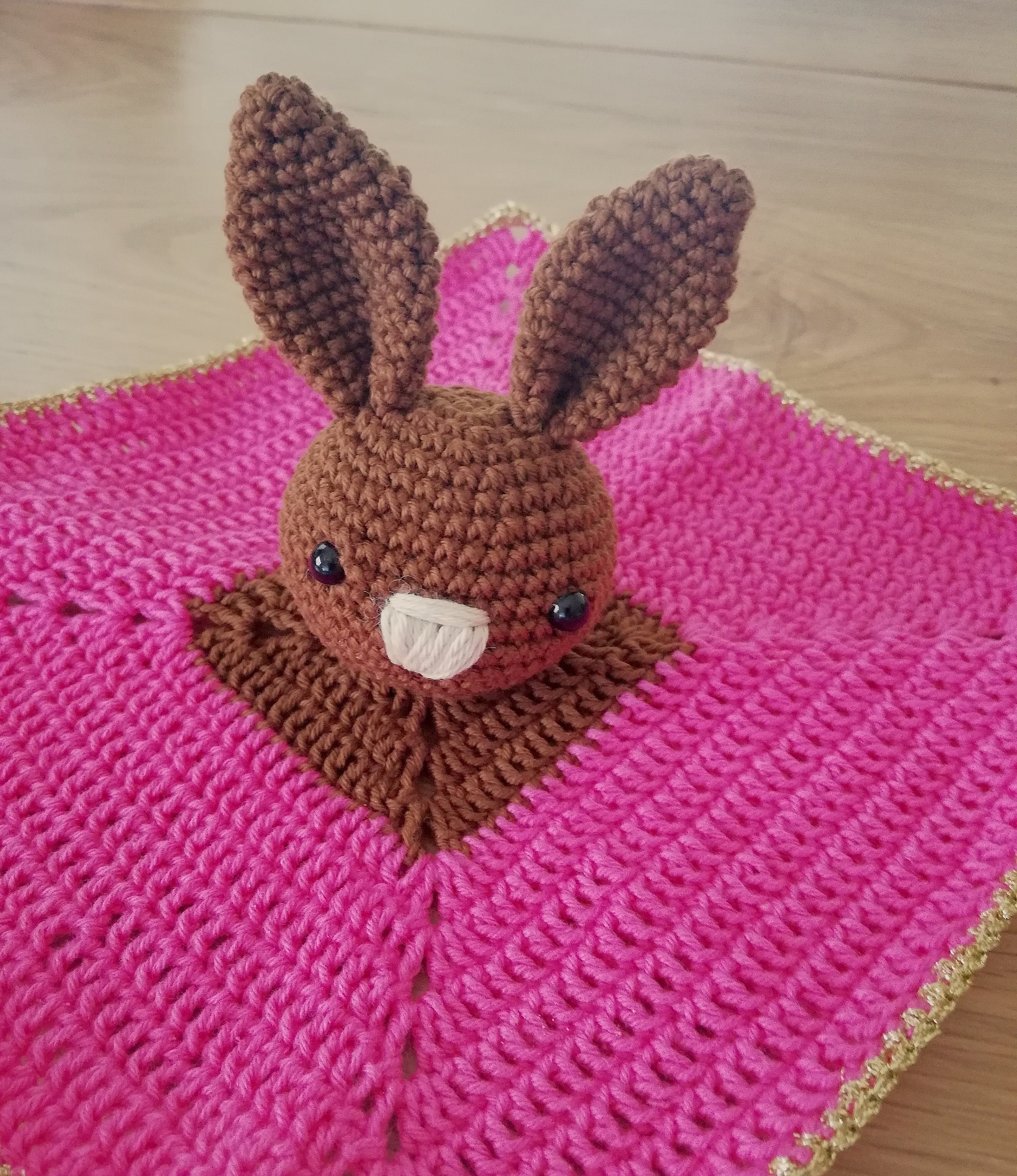 Crochet Security Blanket Bunny Rabbit Lovey Toddler Toy 311