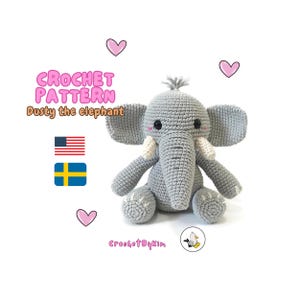 AMIGURUMI CROCHET PATTERN • Dusty the elephant • Safari Zoo Animal • Africa Animal • Handmade Elephant • CrochetByKim • pdf pattern