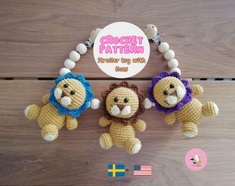 PATRÓN DE GANCHILLO - Cadena de cochecito de león - amigurumi - Móvil para cochecito - Cadena para carrito - Juguete para bebé - Guirnalda - Kinderwagenkette - PDF