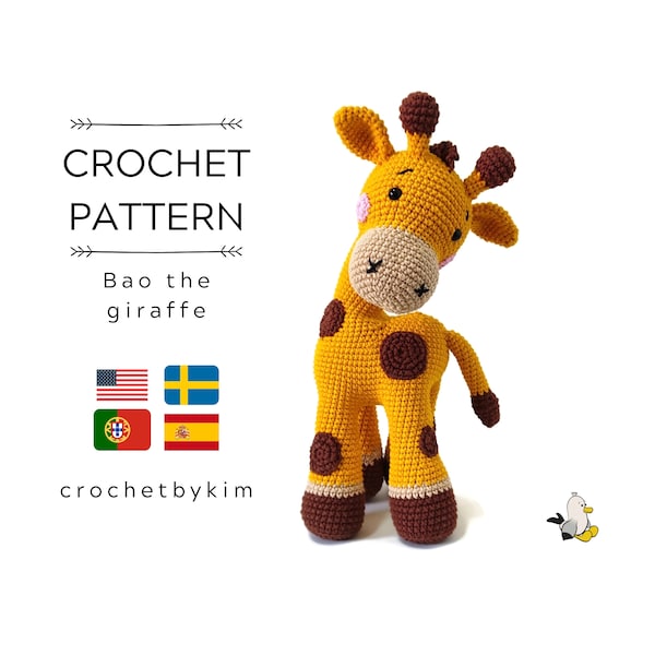 AMIGURUMI CROCHET PATTERN • Bao the giraffe • Amigurumi pattern • Zoo animal • Giraffe pattern • African animals • CrochetByKim • pdf