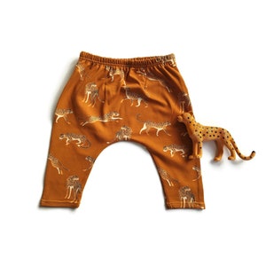 Handmade Jaguar print Kids Harem Pants Size 86 Wild Child Pants Organic Animal Print Clothes Safari print animals Slow Fashion image 5