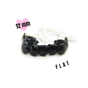 YEUX DE SÉCURITÉ PLAT 12 mm - yeux amigurumi - fabrication de poupées - pièces de rechange - yeux de sécurité avec dos en plastique pour ours en peluche - fabrication de peluches animaux