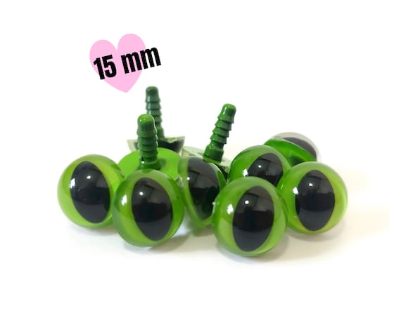 Green Cat Eyes 15 Mm Oval Pupil Safety Eyes Amigurumi Eyes Toy