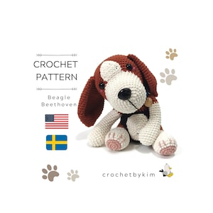 CROCHET AMIGURUMI • Beethoven Beagle • Chien amigurumi • Chiot au crochet • Modèle facile • Modèle beagle au crochet