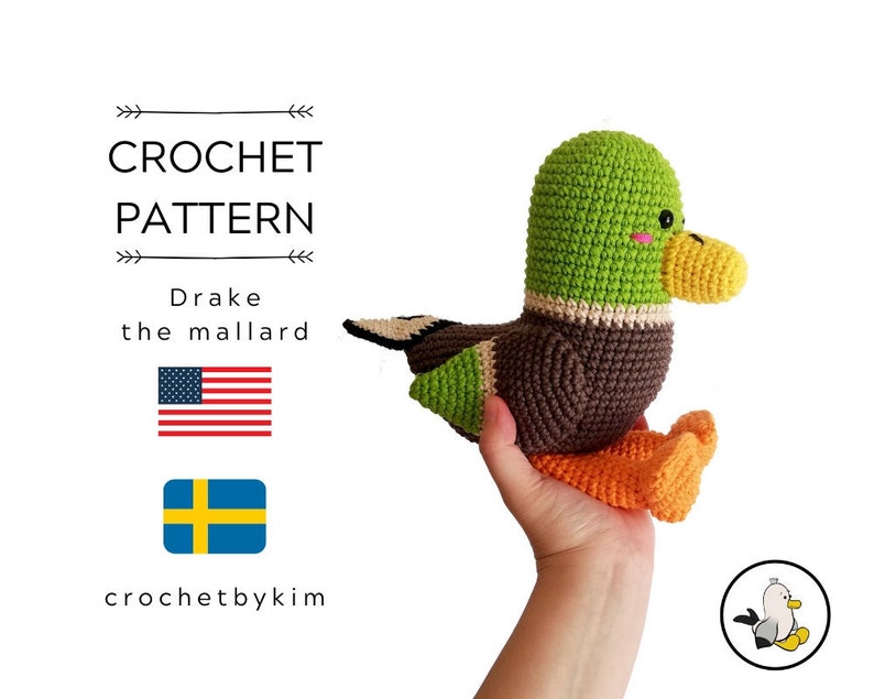 Crochet pattern Drake the Mallard amigurumi pattern amigurumi bird crochet duck crochet animal stuffed toy pdf image 1