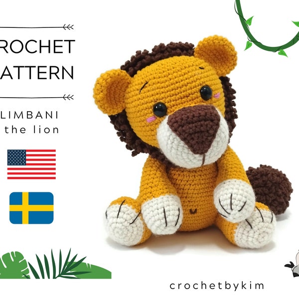 AMIGURUMI CROCHET PATTERN • Limbani the lion • Amigurumi pattern • jungle • zoo • stuffed animal • Amigurumi Lion • Crochet safari animal