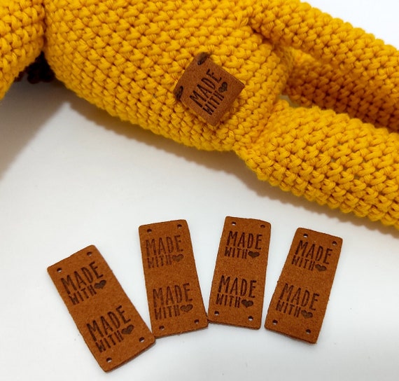 Made with love Tags • 4 pcs • Sewing Labels • Tags for handmade items • Tags for crochet and sewing hats • knitting labels • Amigurumi