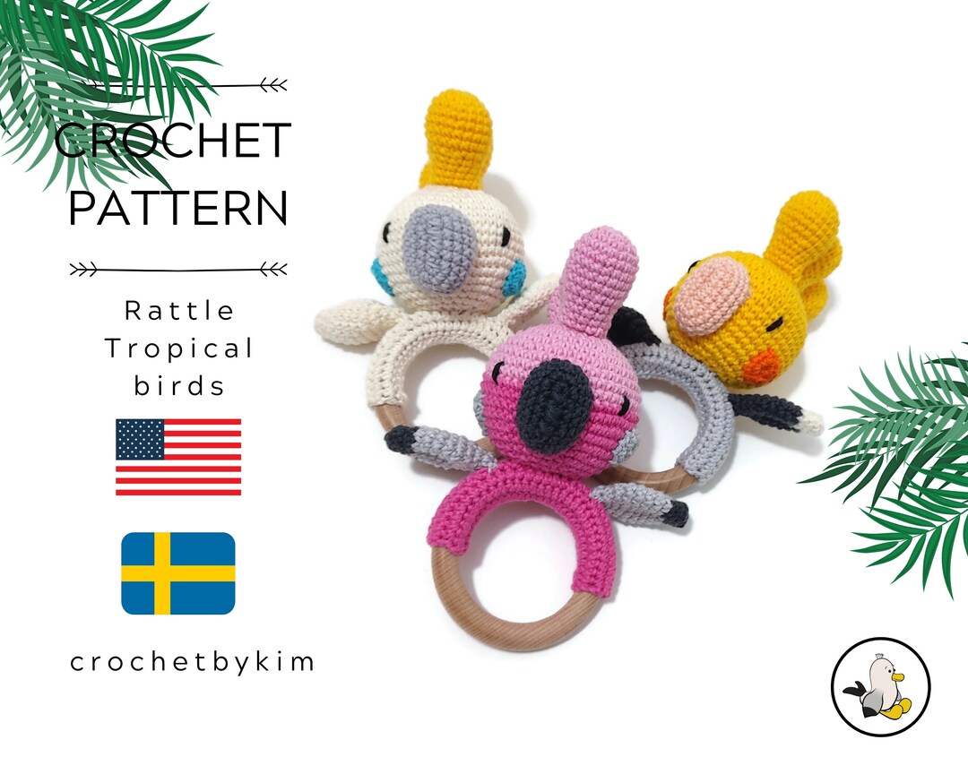AMIGURUMI CROCHET PATTERN • Rattle • Cockatiel Cockatoo Galah Birds ...