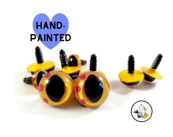 YELLOW Hand Painted Dragon Eyes 12 mm 15 mm 18 mm • Oval pupil • Safety eyes • Amigurumi Eyes • Toy Eyes • Cat Eyes  • Reptile Eyes