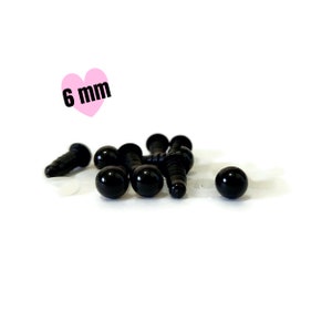 SAFETY EYES 6 mm - amigurumi eyes - dollmaking - doll parts - Safety Eyes with Plastic Backs for Teddy Bear - Animal Soft Toy Making