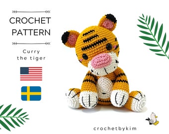 AMIGURUMI CROCHET PATTERN • Curry the tiger • Amigurumi pattern • Zoo animal • Siberian Tiger pattern • Asian animals • CrochetByKim • pdf