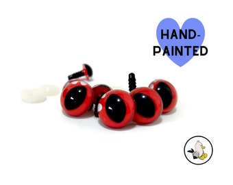 RED Hand Painted Dragon Eyes 12 mm 15 mm 18 mm • Oval pupil • Safety eyes • Amigurumi Eyes • Toy Eyes • Cat Eyes  • Reptile Eyes