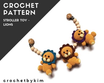 CROCHET PATTERN - stroller chain lion  - amigurumi - stroller mobile - pram chain - baby toy - garland - kinderwagenkette - pdf