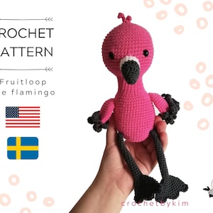 AMIGURUMI CROCHET PATTERN • Fruitloop the flamingo • crochet bird • Flamingo stuffed bird • Tropical bird • CrochetByKim • pdf