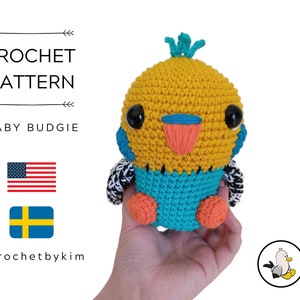 AMIGURUMI CROCHET PATTERN • Baby Budgie • Tropical bird • amigurumi bird • Parakeet Parrot • Kawaii bird • Budgerigar • Cockatoo •pdf