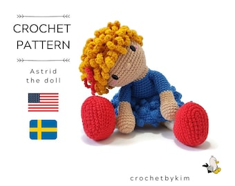 AMIGURUMI DOLL PATTERN • Astrid the doll • crochet pattern • Instant Download • interior doll pattern • crochetbykim