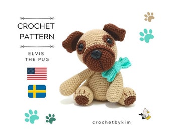 Amigurumi Pug Crochet Pattern: 'Elvis' Puppy (Digital Download)
